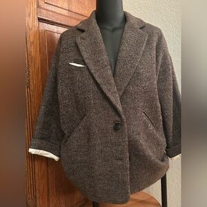 Etoile Isabel Marant Women's Brown Wool Blend Tweed Cotton-lined Coat